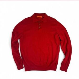 Sette Ponti 100% Wool Men's V-Neck Sweater - Red